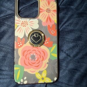 Floral Pattern Phone Case with Ring Holder